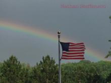 USA flag and rainbow